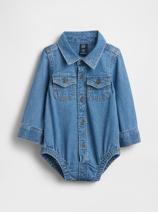 Baby Denim Button-Down Bodysuit | Gap (US)
