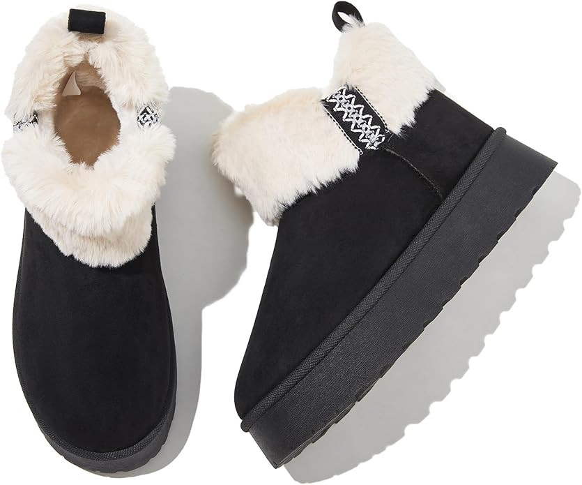 HYPOCRUTE Womens Winter Boots Fur Snow Boots Ankle Booties Fuzzy Warm Platform Short Boots for Wo... | Amazon (US)