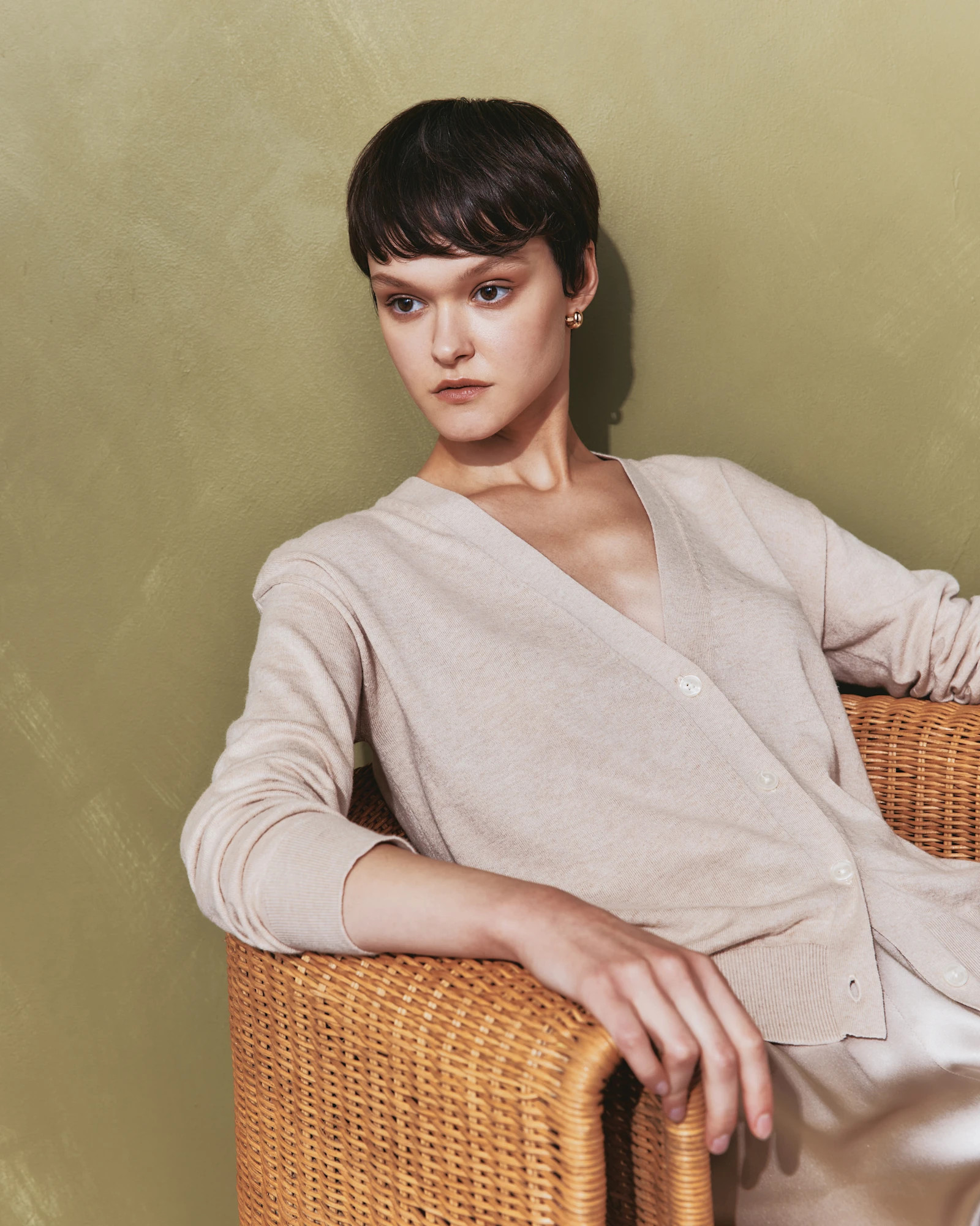 Quince | Women's Lightweight Cotton Cashmere Cardigan Sweater in Heather Grey, Size Medium, Organic Cotton | Quince