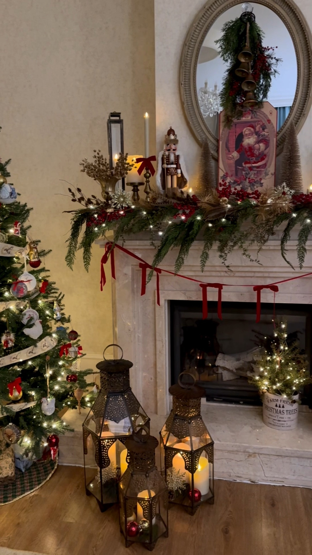 Christmas living room decor, traditional Christmas decorations, living room mantel decor, Target Christmas tree, red velvet bow garland, Christmas lights

#LTKHoliday #LTKHome #LTKSaleAlert