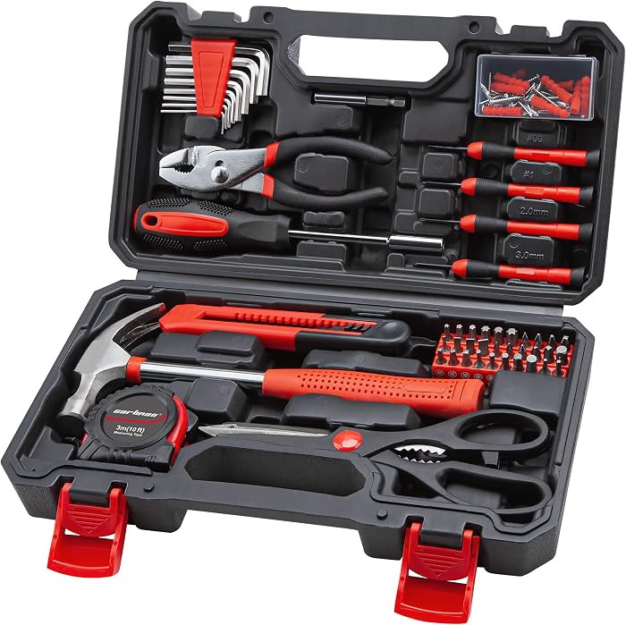 CARTMAN Home Tool Set Kit, Basic Household Hand Tools with Storage Case Dark Red | Amazon (US)