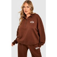 Womens Plus Dsgn Oversized Half Zip Sweatshirt - Brown - 20 | boohoo (US & Canada)