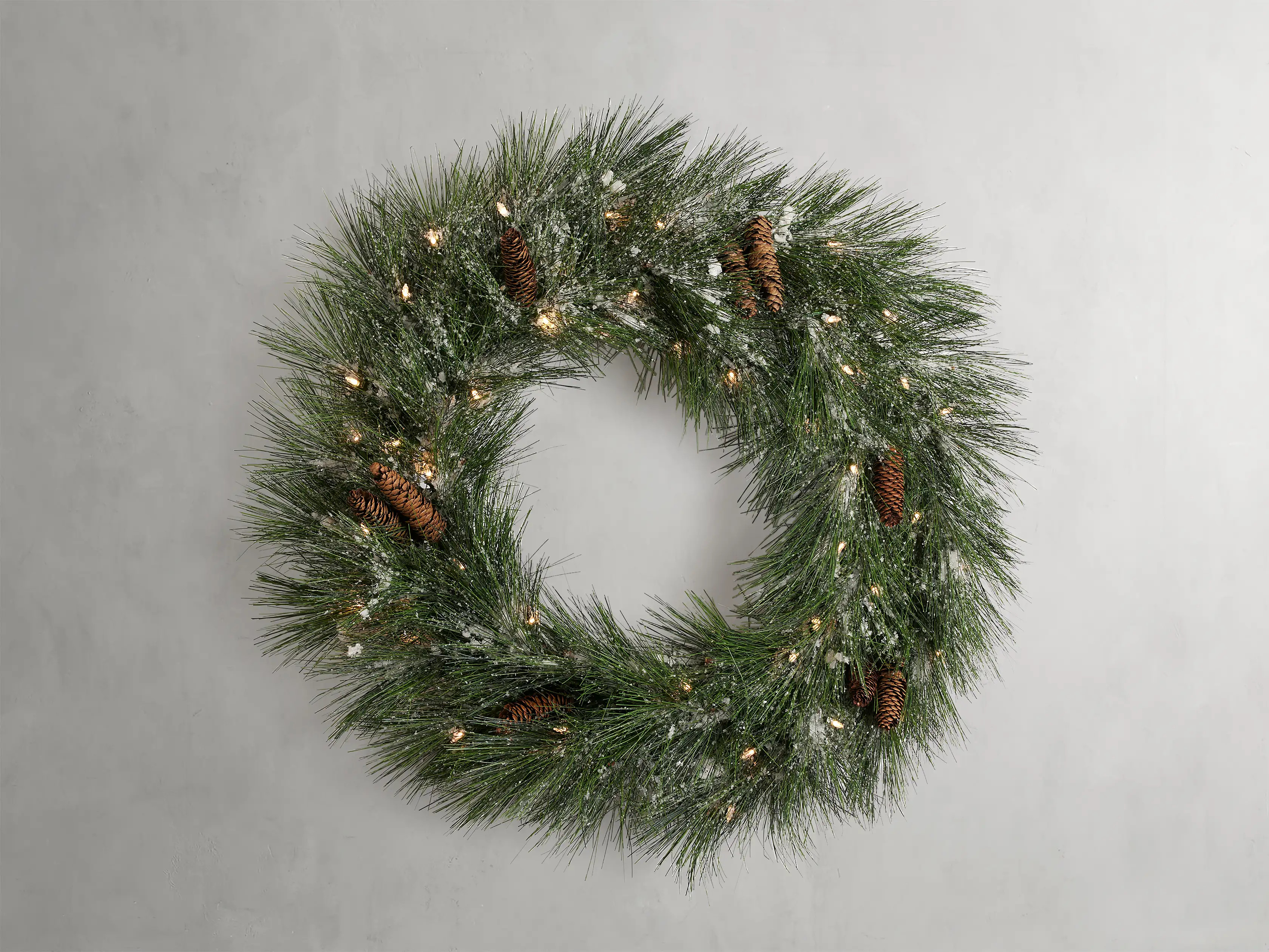 Faux Long Needle Icy Pine Wreath | Arhaus
