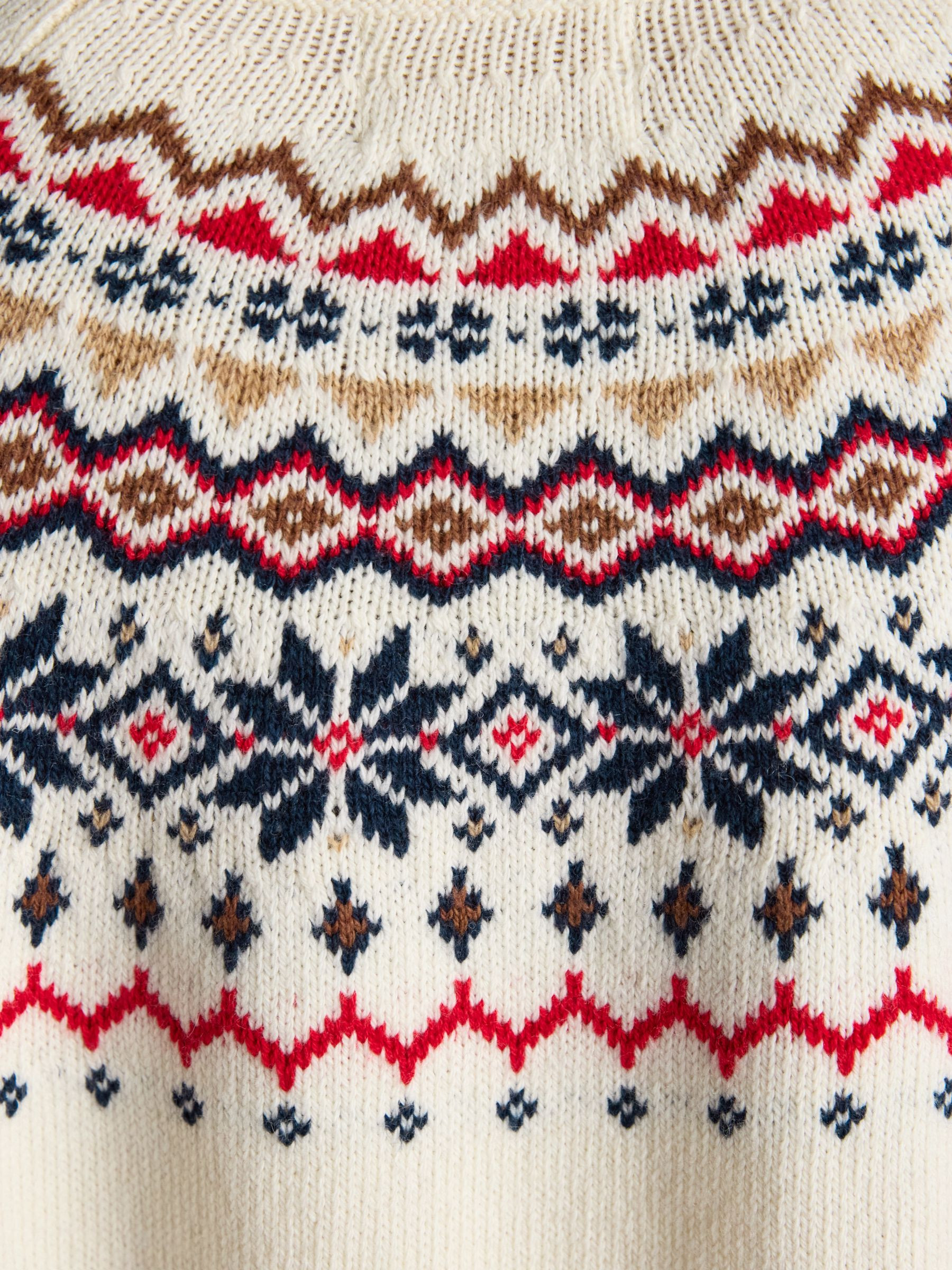 Alba Cream Fair Isle High Neck Cotton-Blend Jumper | Joules | Joules