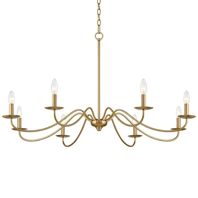 Franklin Iron Works Soft Gold Chandelier 42" Wide Farmhouse Rustic Bent Arms 8-Light Fixture for ... | Walmart (US)