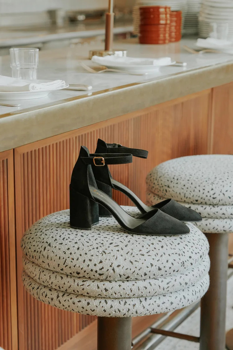 Ellarose Black Suede Ankle Strap Heels | Lulus