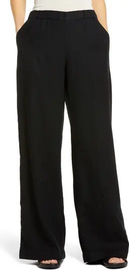Wide Leg Pull-On Linen Blend Pants | Nordstrom