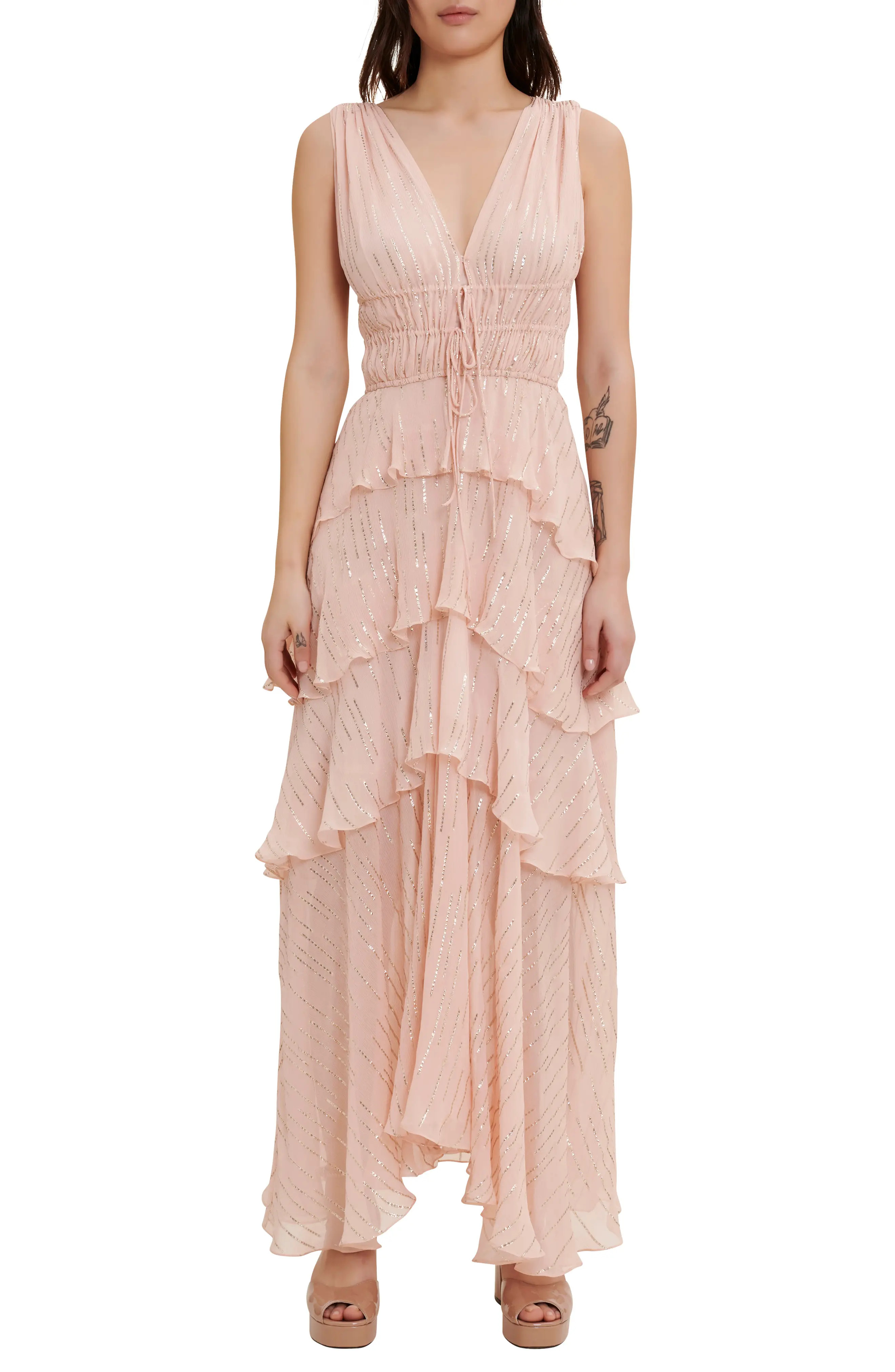Rufflinette Metallic Tiered Ruffle Maxi Dress (Women) | Nordstromrack | Nordstrom Rack