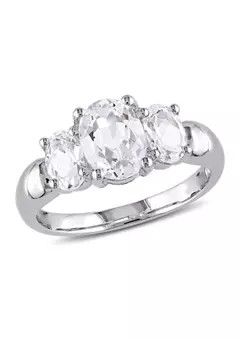 Belk & Co. Lab Created 3.5 CT TGW Created White Sapphire Oval 3-Stone Ring in Sterling Silver | Belk