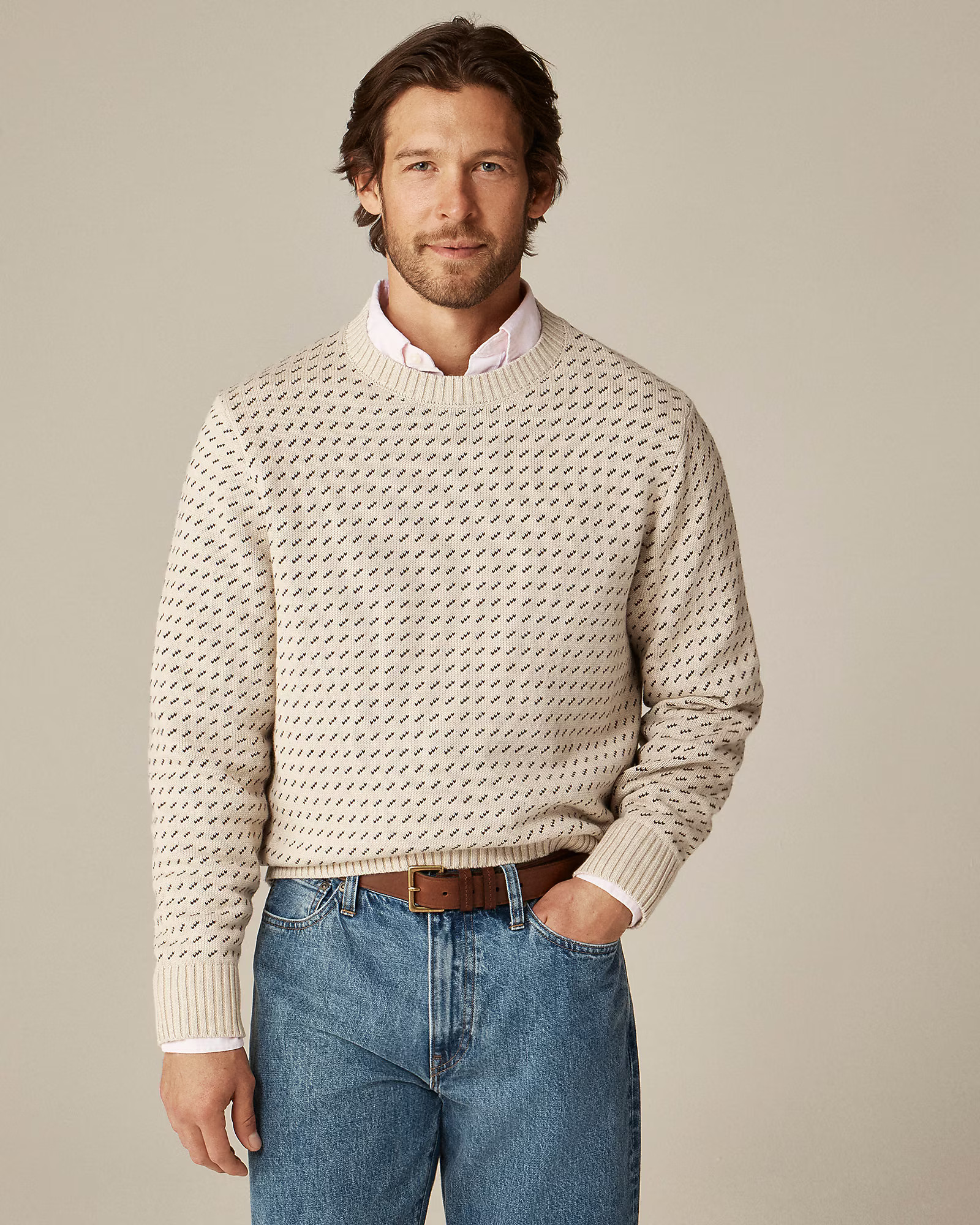 Heritage cotton sweater in bird's-eye stitch | J. Crew US