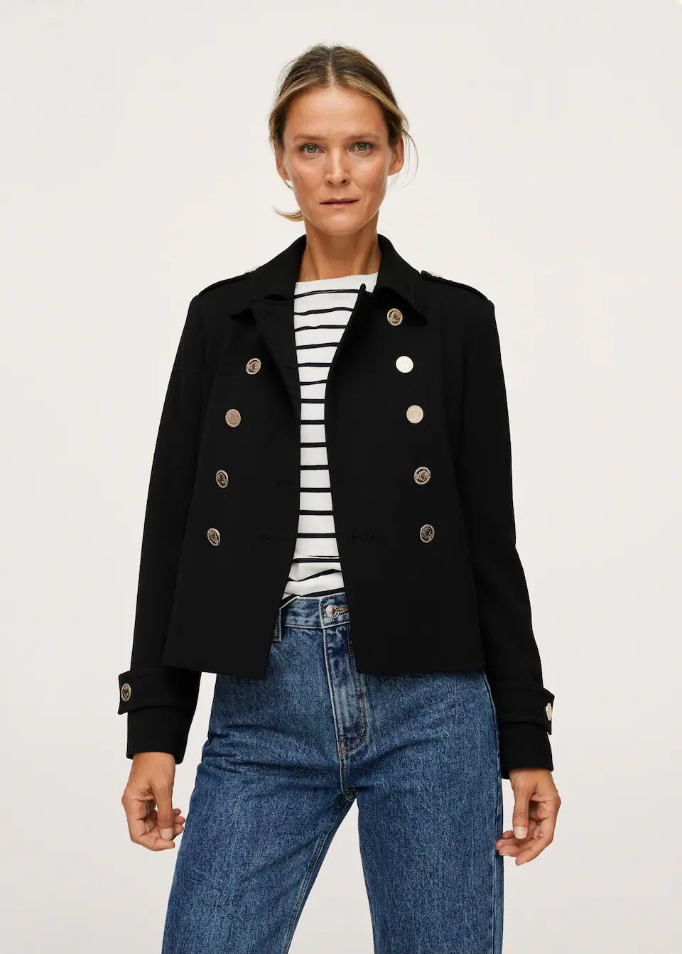Double-breasted jacket with buttons | MANGO (US)