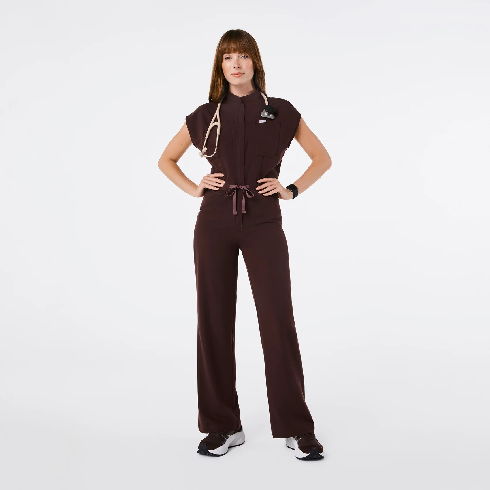 Women’s Rafaela Cargo Wide Leg ScrubJumpsuit™ - Espresso · FIGS | FIGS