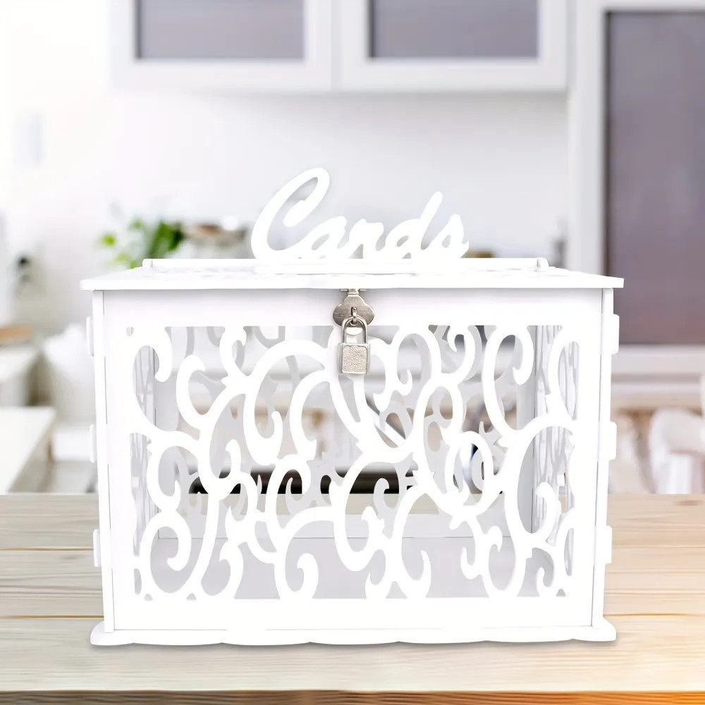 1pc, DIY White Wedding Card Box With Lock PVC Card Box Graduation Card Box Perfect For Weddings, ... | Temu Affiliate Program