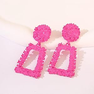 ATIMIGO Statement Drop Earrings Large Metal Rectangle Geometric Dangle Earrings for Women | Amazon (US)