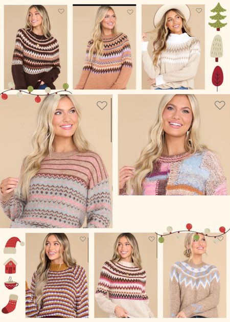 Fun print sweaters 
Cozy sweaters 

#LTKSeasonal #LTKstyletip #LTKHoliday