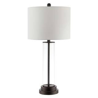 SAFAVIEH Cassian 26 in. Clear Table Lamp with White Shade TBL4253B - The Home Depot | The Home Depot