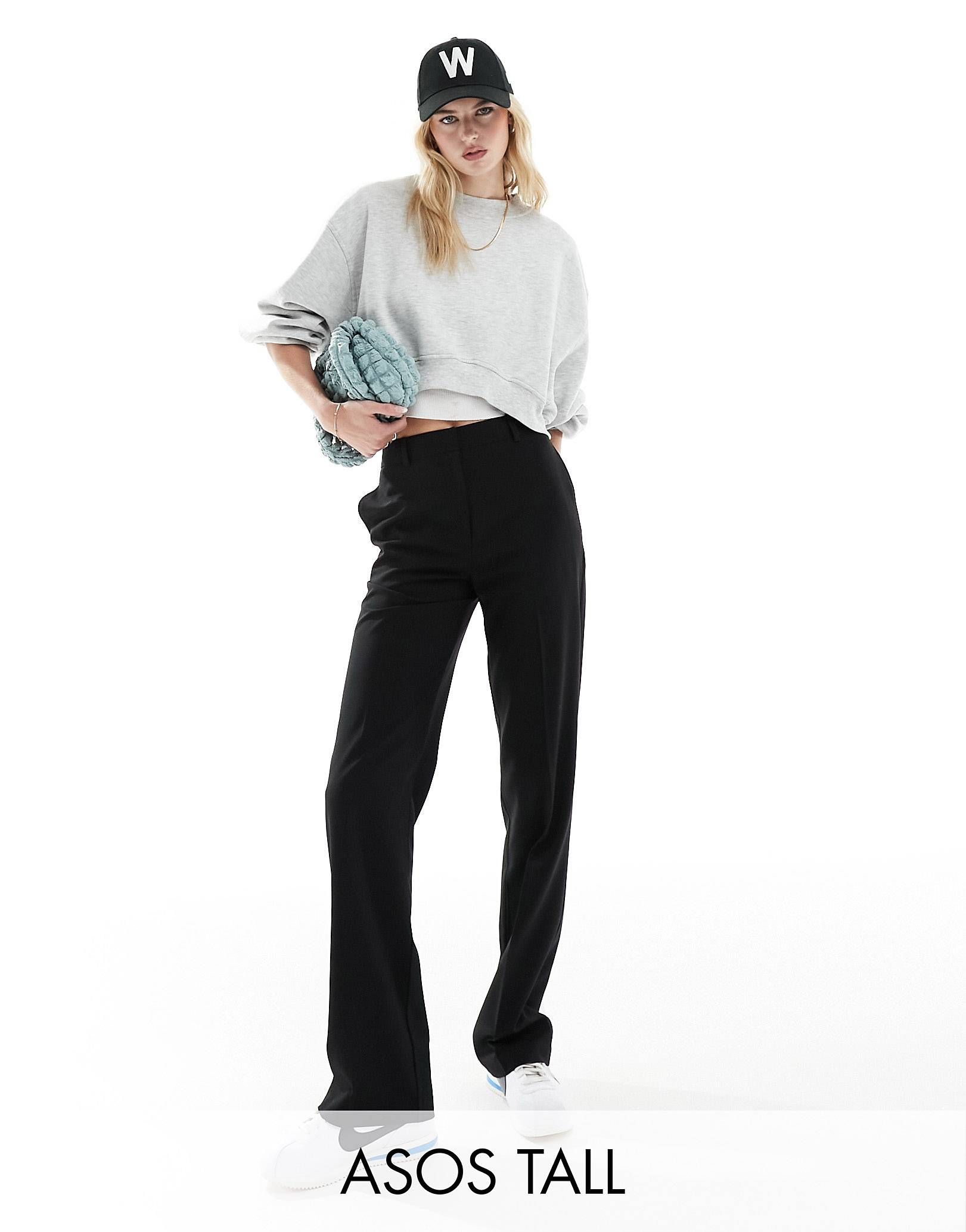 ASOS DESIGN Tall tailored straight leg pants in black | ASOS (Global)