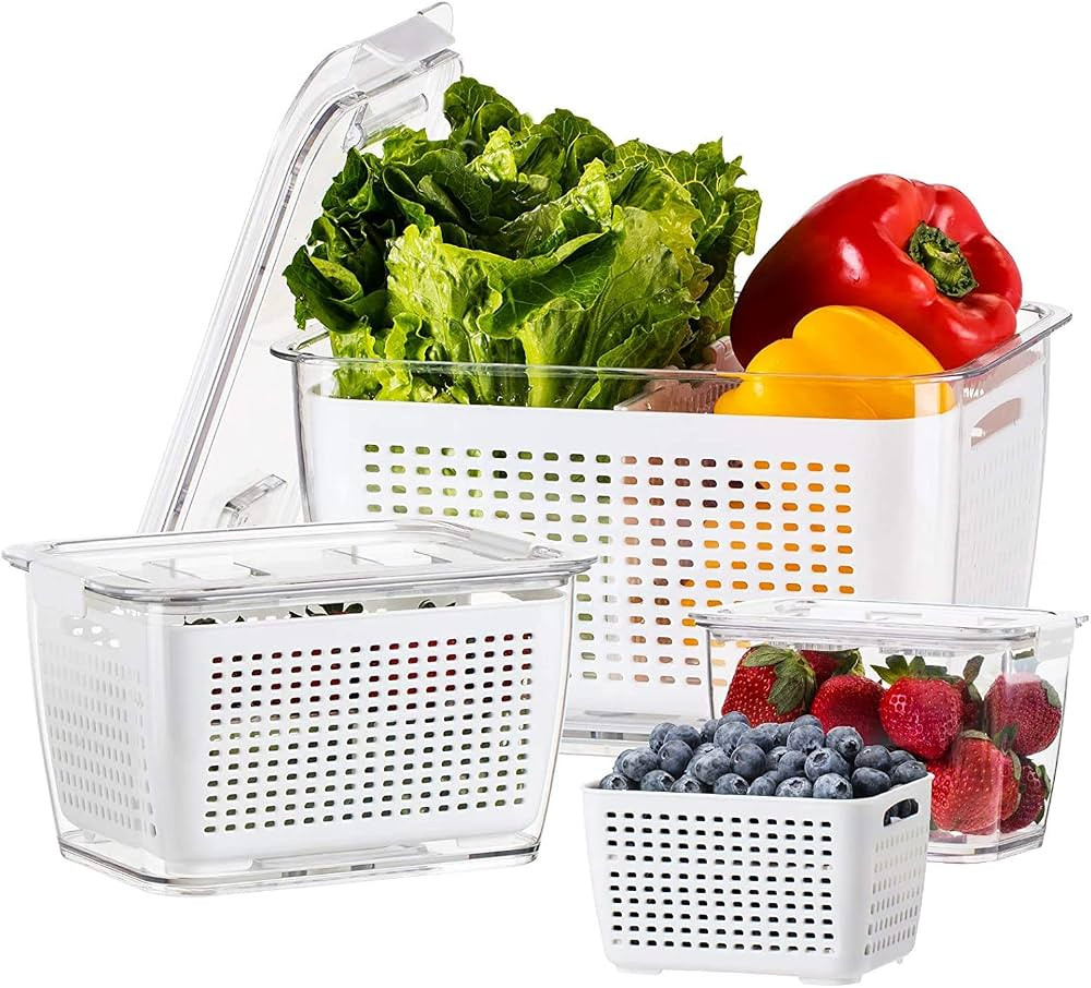 LUXEAR Fresh Container, 3PACK Produce Saver Container BPA Free Fridge Organizer for Vegetable Fru... | Amazon (US)