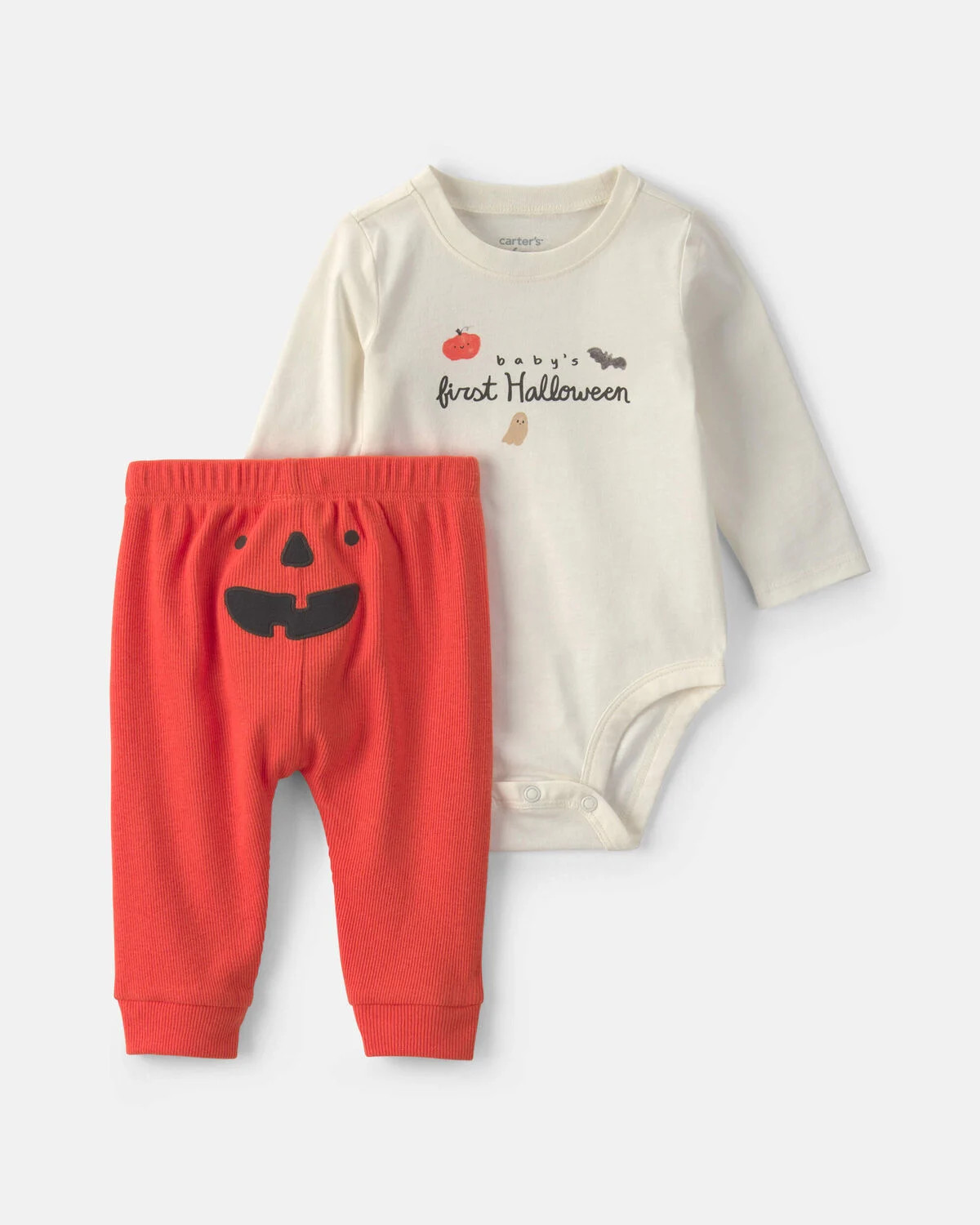 Baby 2-Piece 'Baby's First Halloween' Long-Sleeve Bodysuit & Pant Set - Orange/Cream | Carter's Inc