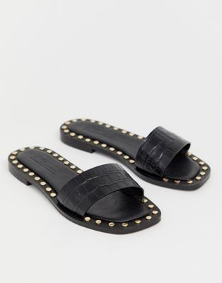ASOS DESIGN Foxhill premium studded flat leather sandals | ASOS US