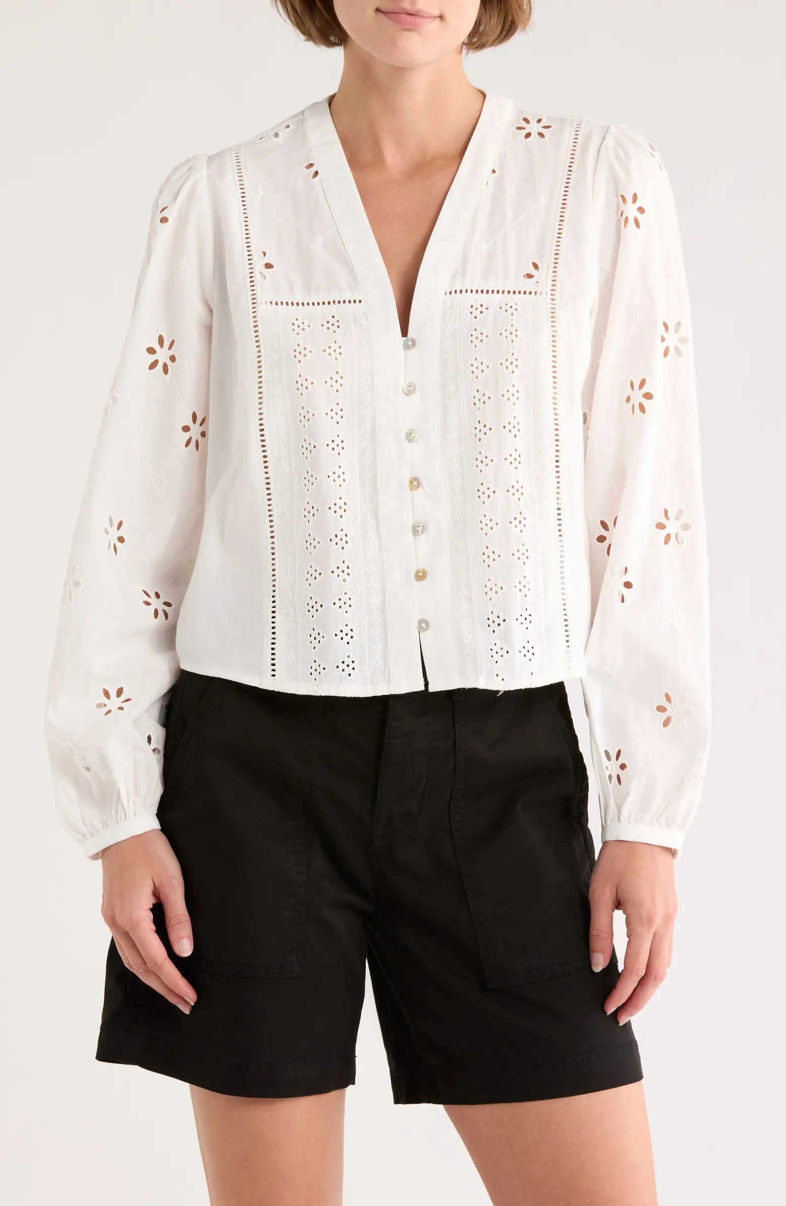 Button Front Eyelet Shirt | Nordstrom Rack