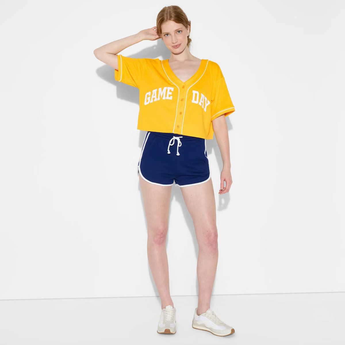 Women's Game Day Cropped Elbow Sleeve V-Neck Athletic Jersey - Wild Fable™ | Target