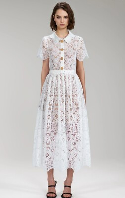 Self-Portrait white lace midi dress  100%auth usa 0,2,4,6,8 (10) | eBay | eBay US