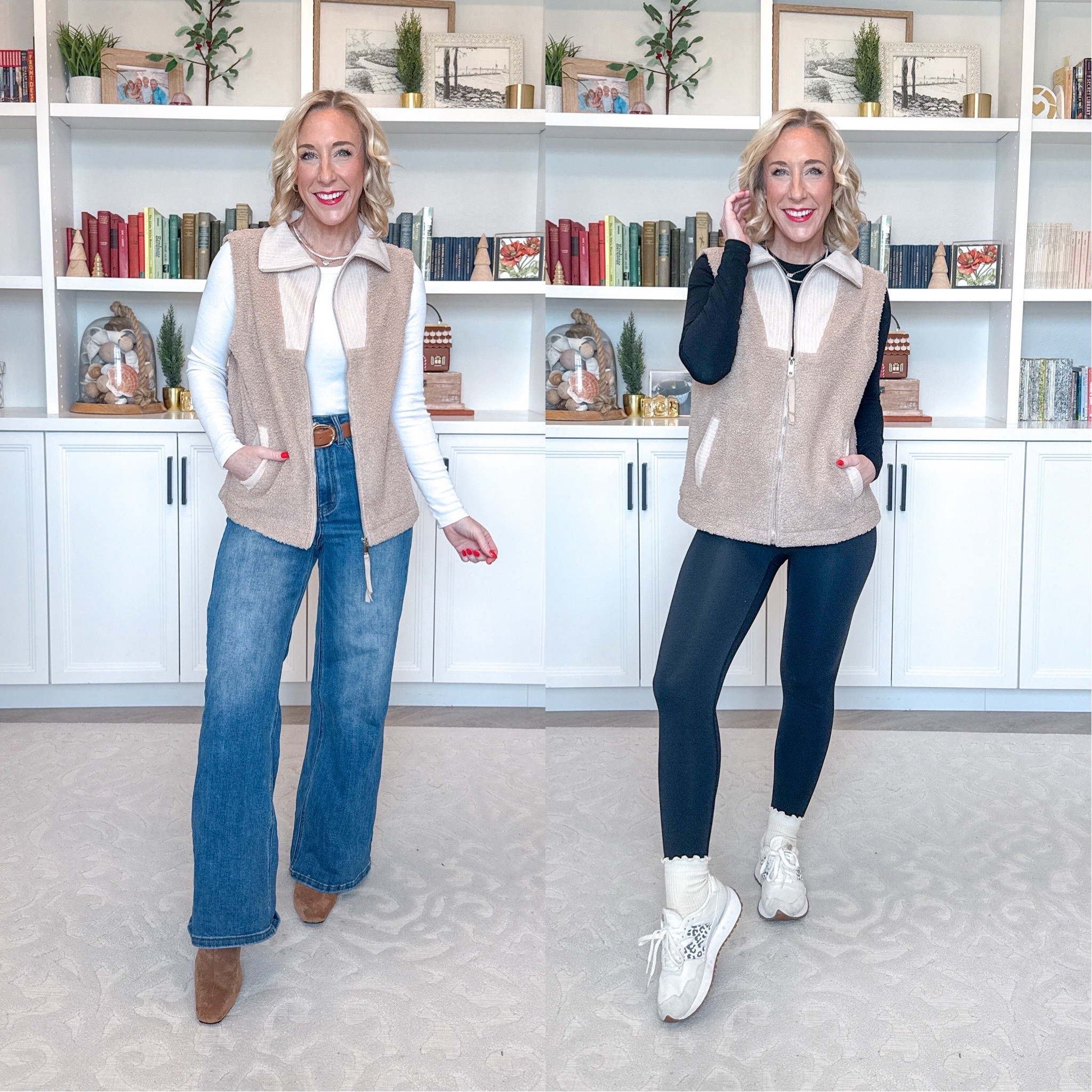 Amazon; new outerwear- 
• Black long sleeve shirt - size small. • Black leggings - size small. • Sneakers - tts. 

Fleece Fuzzy Zip Up Vest - size small. 6 colors.

 

#LTKSeasonal #LTKFindsUnder50 #LTKOver40