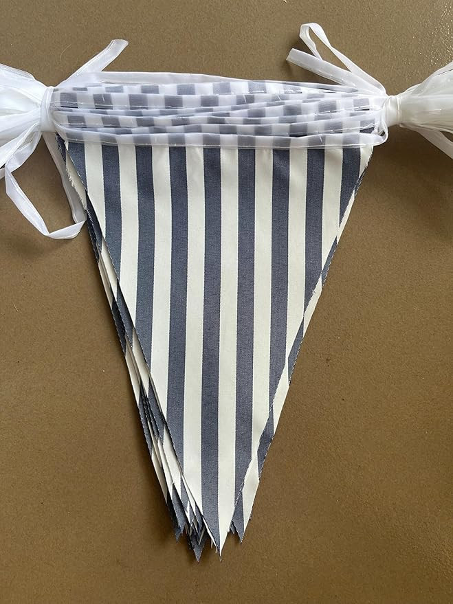 20 Meters 66ft Dark Blue White Stripes Banner Pennant Buntings Double Sided Fabric Triangle Strip... | Amazon (US)