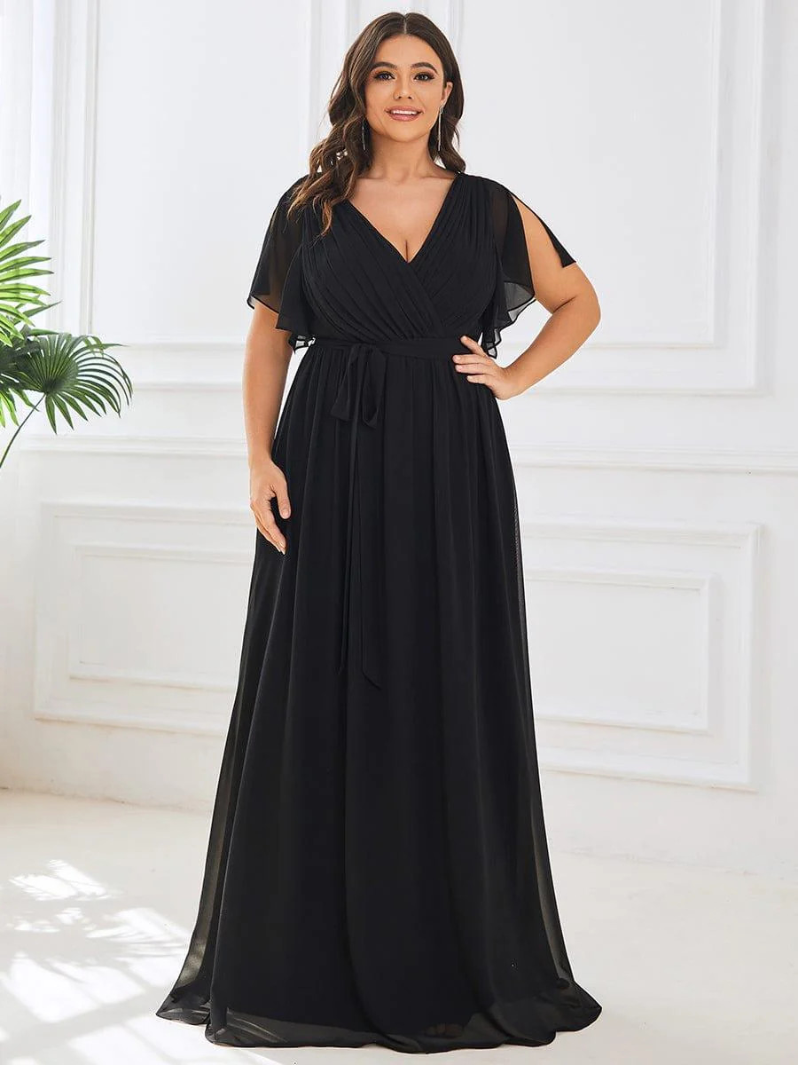 pretty LEORA|Plus Size Chiffon Tie-Waist Evening Dress | Ever Pretty Garment Inc