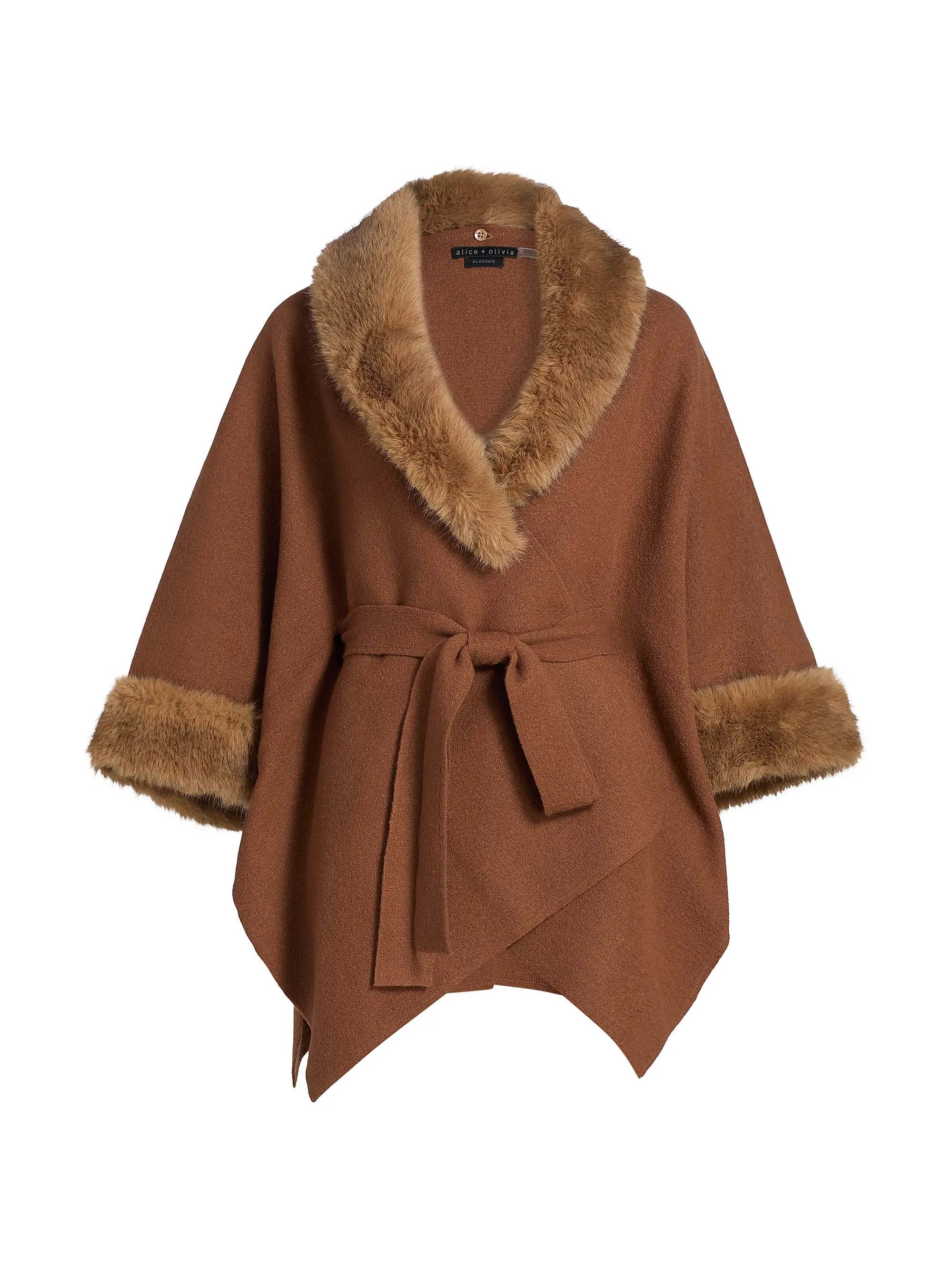 Joanne Faux-Fur Trim Wool Sweater Coat | Saks Fifth Avenue