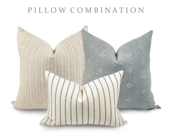 PILLOW COMBO  Light Neutrals Cream Beige Pillow Light Blue | Etsy | Etsy (US)