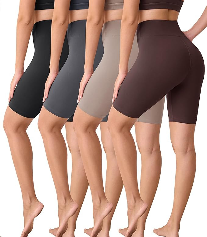 VALANDY Creamlush 4 Pack Biker Shorts Women-8" High Waisted Stretchy Soft Yoga Lounge Shorts | Amazon (US)