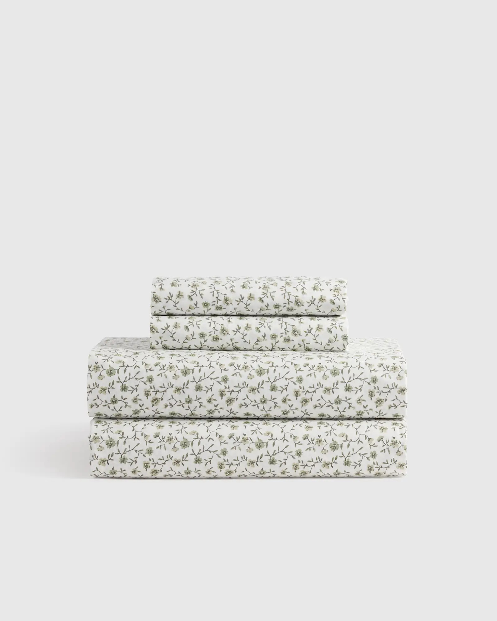 Classic Organic Percale Sheet Set in Green Florette | Quince