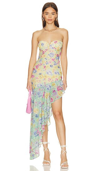 Yelena Gown in Spring Vintage Multi Yellow Floral Dress Floral Wedding Guest Dress Floral Gown | Revolve Clothing (Global)