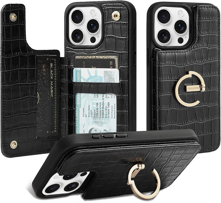 CUSTYPE for iPhone 15 Pro Max Wallet Case with Card Holder,180°Ring Holder Kickstand Card Slots ... | Amazon (US)