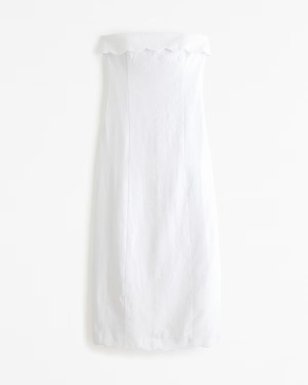 Women's Premium Linen Scalloped Mini Dress | Women's New Arrivals | Abercrombie.com | Abercrombie & Fitch (US)