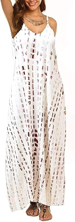 Supnier Women's Summer Maxi Dress Casual V-Neck Sleeveless Bohemian Spaghetti Strap Floral Long M... | Amazon (US)