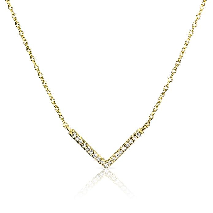 Benevolence LA Gold Necklaces for Women - Celebrity Endorsed Chevron Necklace V for Women Pendant... | Amazon (US)