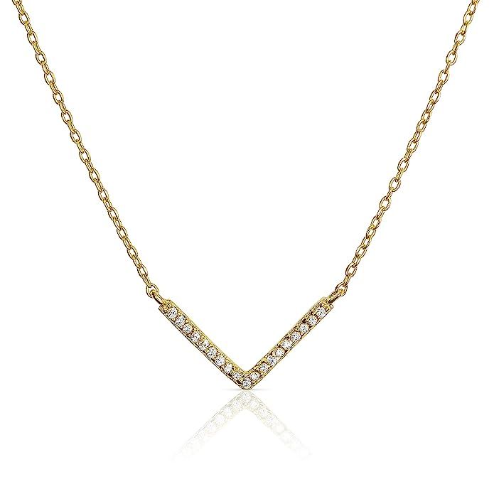 Benevolence LA Gold Necklaces for Women - Celebrity Endorsed Chevron Necklace V for Women Pendant... | Amazon (US)