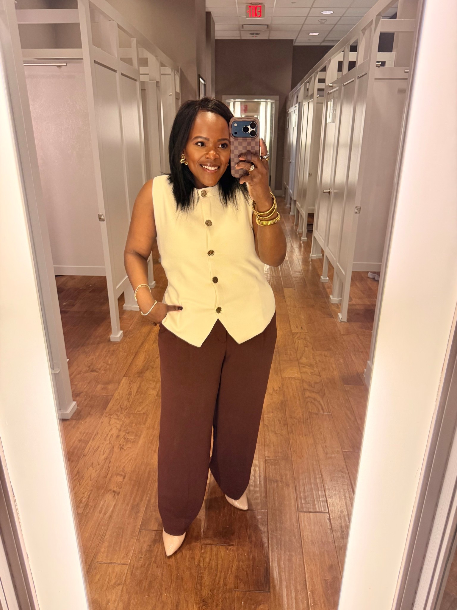 Business casual workwear outfit / love this knit vest with the gold buttons in the perfect neutral from LOFT. 💼🗂️📇

#LTKworkwear #LTKsalealert #LTKmidsize