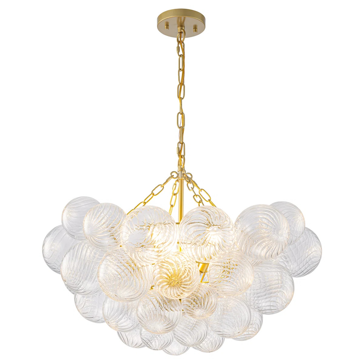 Gold Chandeliers With Ribbed Globe Glass | Wayfair North America