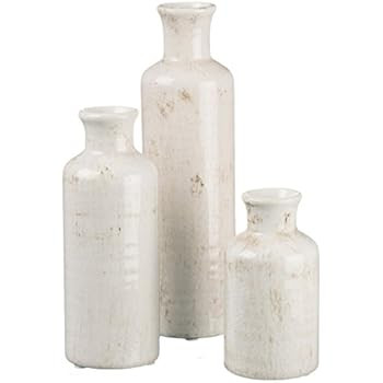 Sullivans Small White Vase Set (Ceramic), Rustic Home Decor, Distressed White, Set of 3 Vases (CM... | Amazon (US)