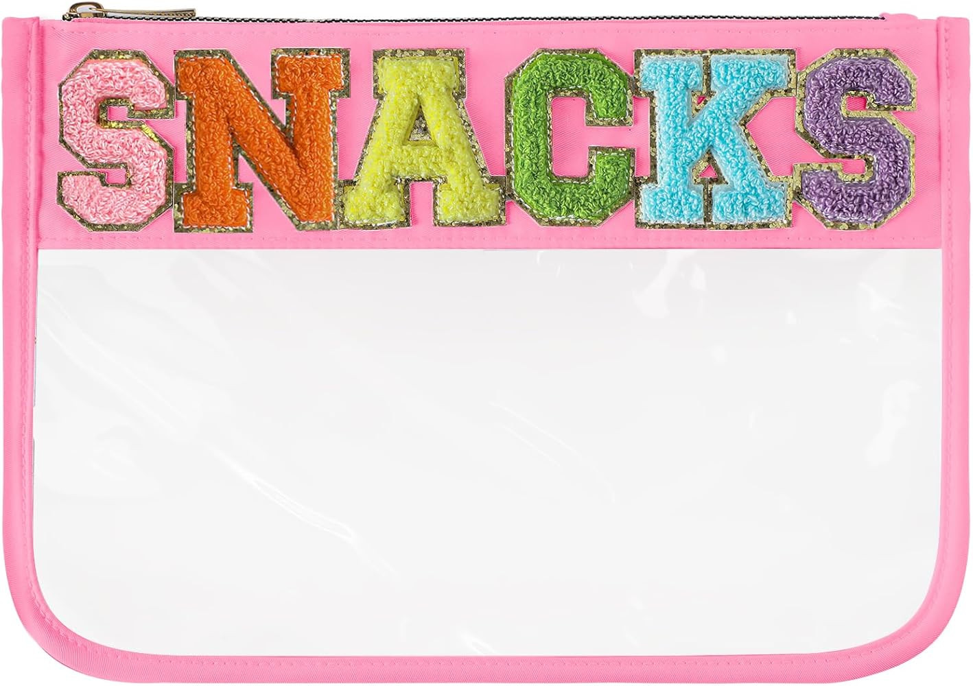 DYSHAYEN Chenille Letter Clear Zipper Pouch for Travel,Nylon Clear Cosmetic Bag,Makeup Travel Bag... | Amazon (US)