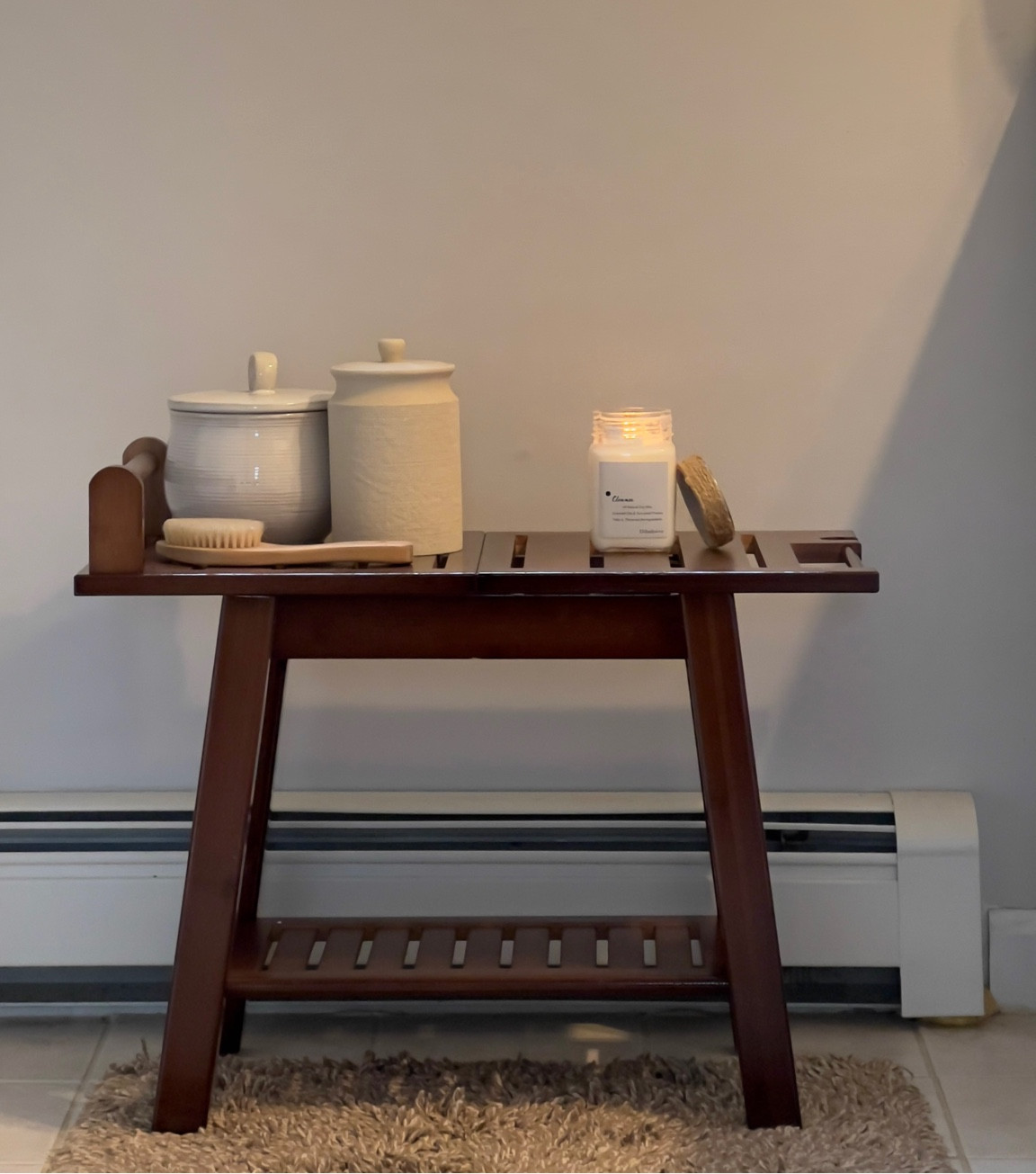 100% solid bamboo shower bench 24x20x20 inch walnut finish .

#LTKunder100 #LTKFind #LTKhome