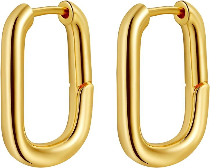 Pancert Gold Hoop Earrings for Women Pearl Earrings Lightweight Teardrop Hoop Earrings Paperclip ... | Amazon (US)