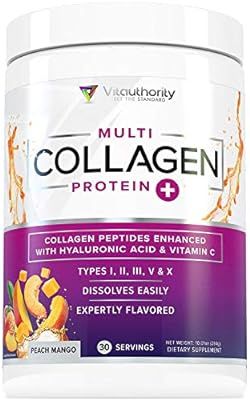 Amazon.com: Multi Collagen Peptides Plus Hyaluronic Acid and Vitamin C, Hydrolyzed Collagen Prote... | Amazon (US)