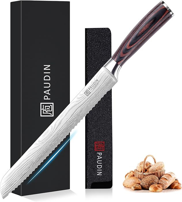 PAUDIN Bread Knife, 10 inch Serrated Knife, German Stainless Steel Bread Knife for Homemade Bread... | Amazon (US)