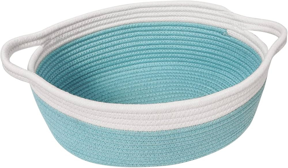 Goodpick Small Woven Basket | Cute Blue Rope Basket | Cotton Basket | Room Storage Basket | Chest... | Amazon (US)