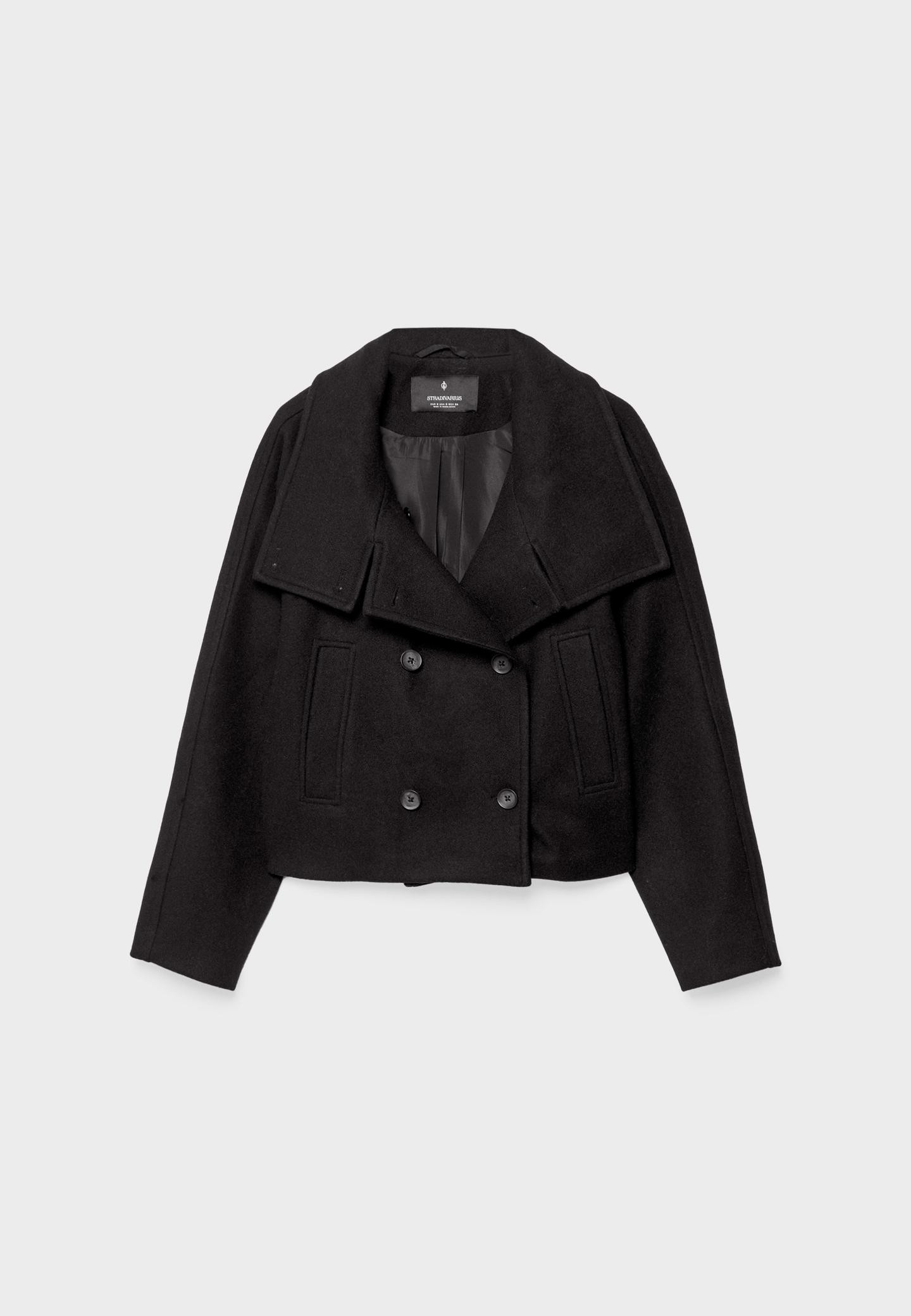 Short double-breasted high neck coat | Stradivarius (UK)